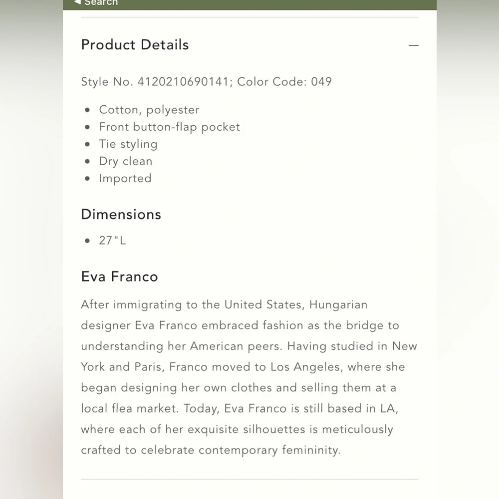 Eva‎ Franco for Anthropologie pleated cargo midi skirt . Spring 2023 178 retail - Picture 5 of 5